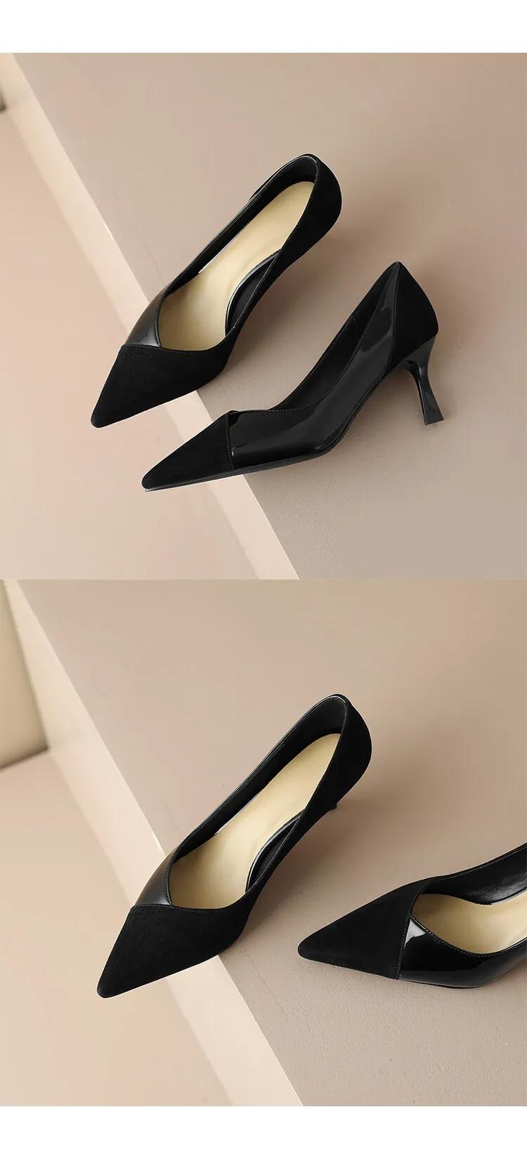 高跟鞋女拼接高级感,玛丽珍粉色拼接高跟鞋