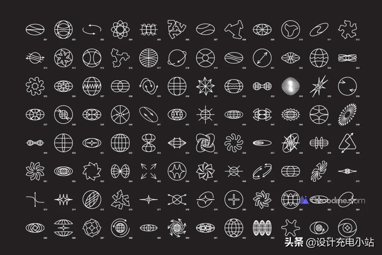 96款创意艺术贴纸酸性Logo抽象几何图形线性图标Ai设计素材源文件