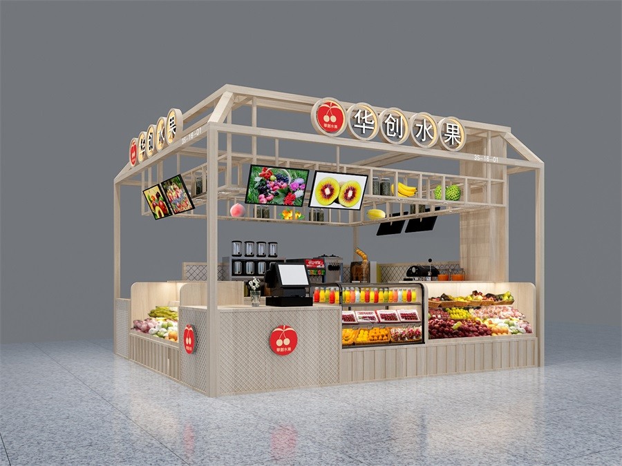 300平方水果店陈列效果图,10平米水果店布局设计效果图