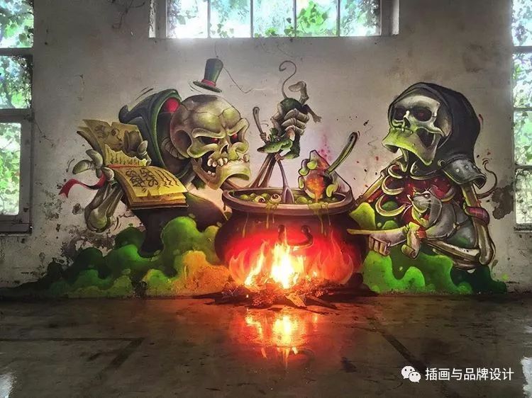 超震撼的墙绘,有视觉冲击感极简的墙绘