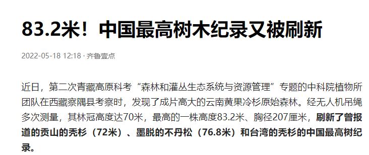 83.2米！中国最高树再创新高！120米真是大树无法越过的“坎”？