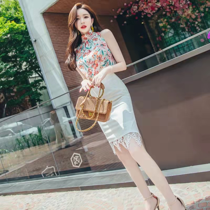 雪纺衫加包臀时尚套装复古风,雪纺衫针织连衣包臀裙搭配图片