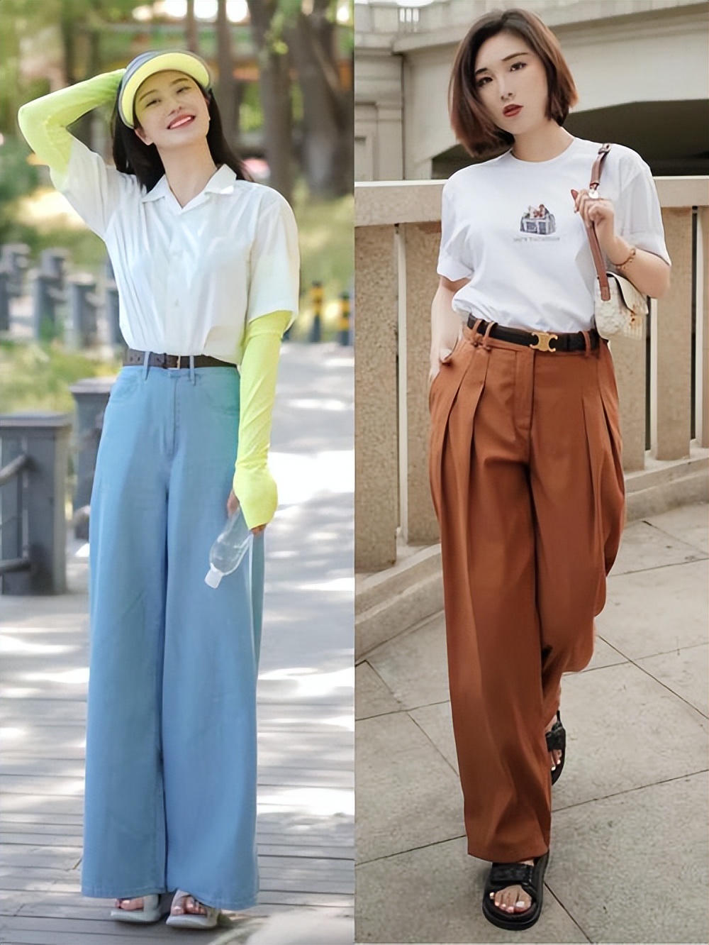 阔腿裤平底鞋40多岁女人穿好减龄,女孩子不管胖瘦穿阔腿裤