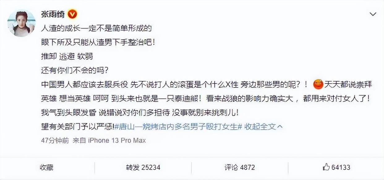 张雨绮男女对立言论,张雨绮言论引热议
