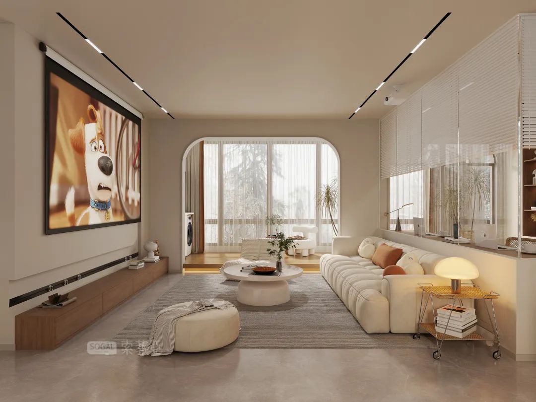 法式原木奶油风书房,奶油原木风格治愈系100平