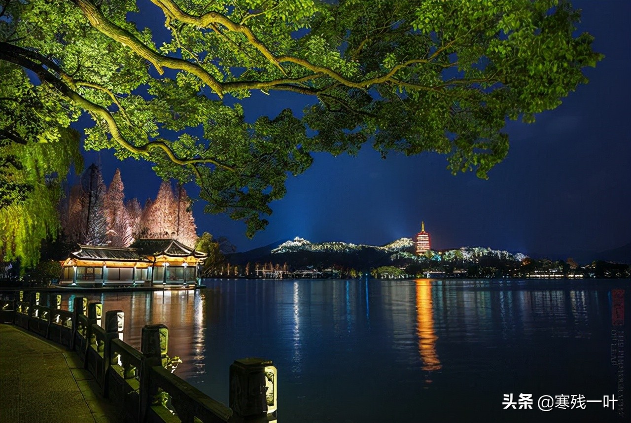 最美杭州西湖断桥夜景,杭州夜西湖美景视频