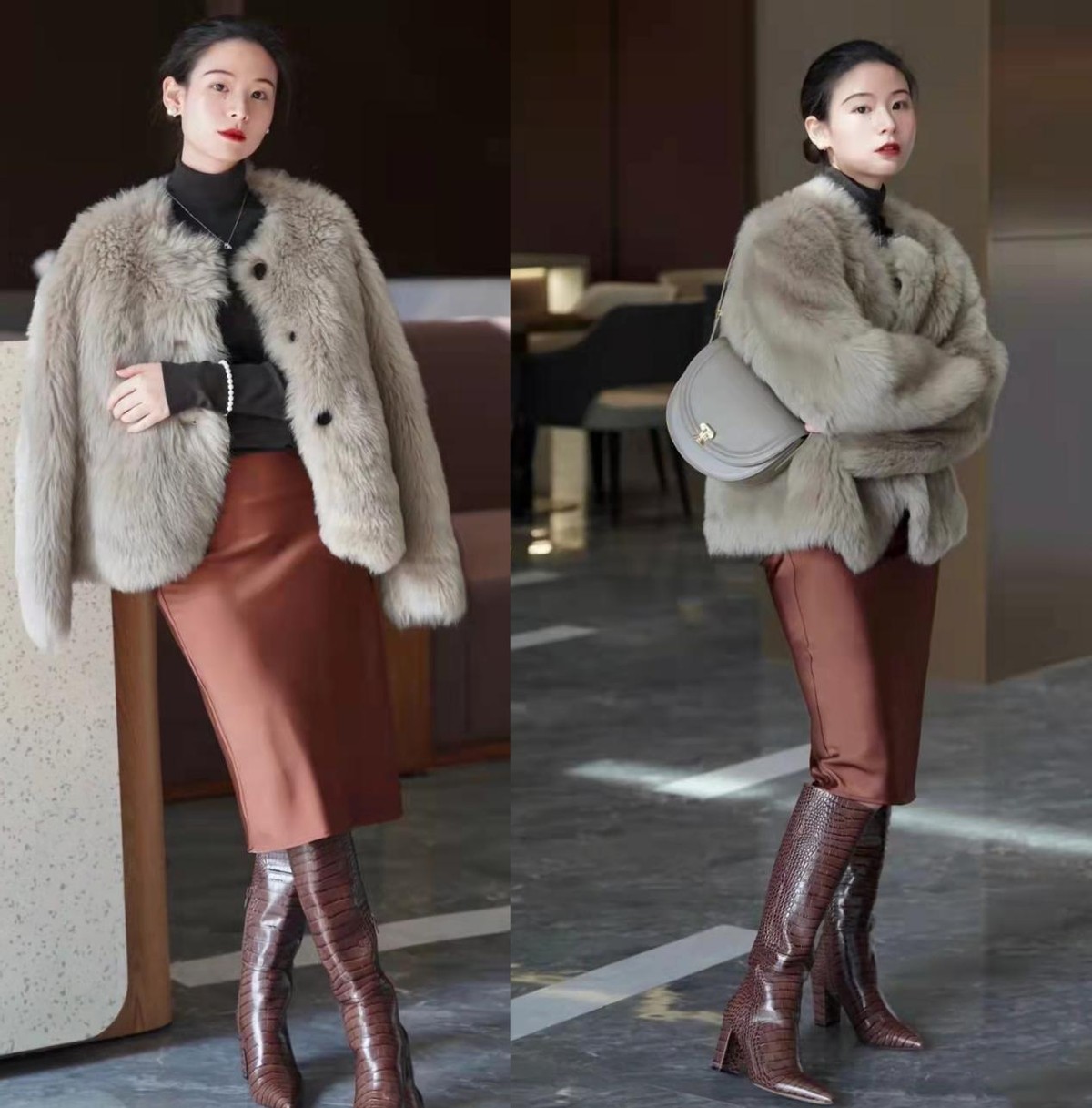 冬季保暖穿搭女2021高级感,冬季裙子穿搭示范怎么穿很高级