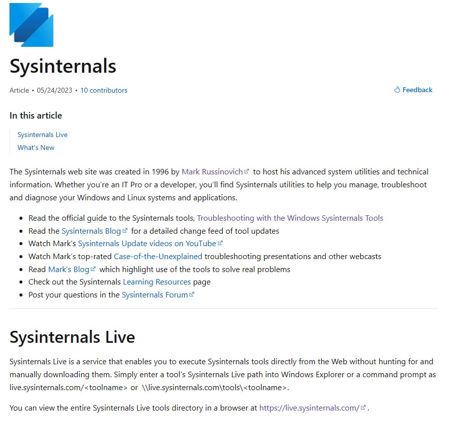 微软官方提供，Sysinternals，你必须要了解的windows系统工具集