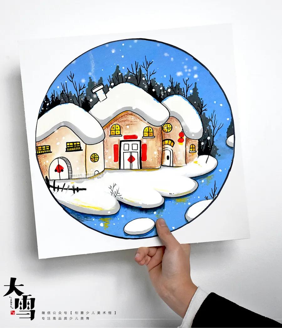 小鸭走在雪地上儿童画,儿童画雪景画法步骤