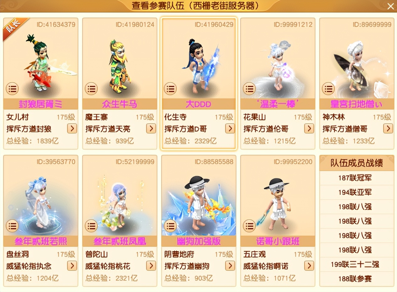 梦幻西游200届武神坛十六强名单,梦幻西游190届武神坛8强名单