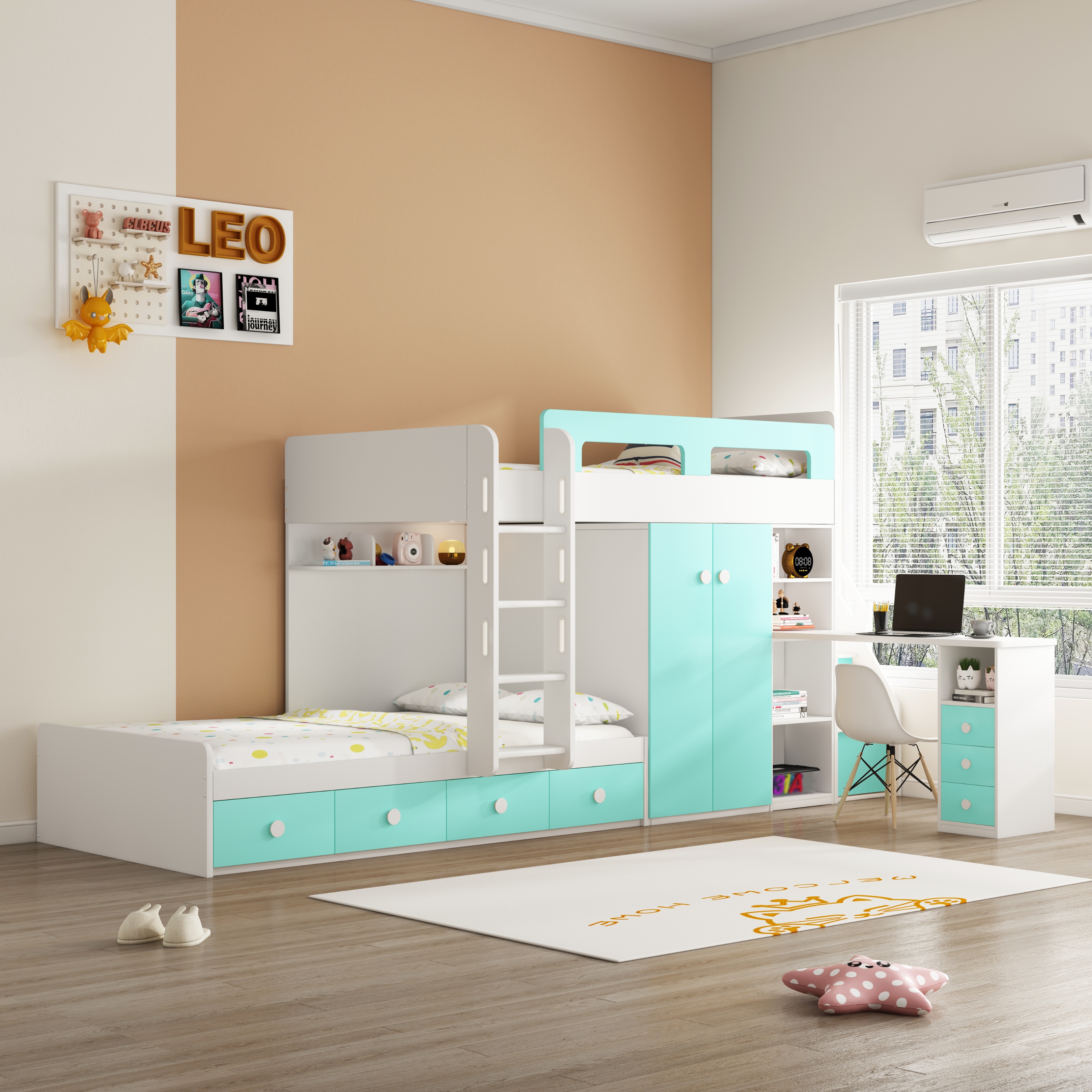 9平米的房间上下床设计带飘窗,9平方设计上下床多少钱