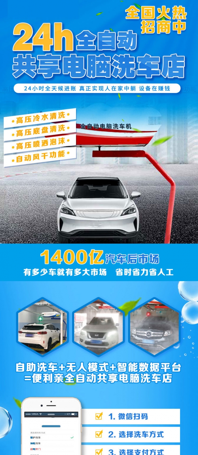 加盟喜车族全自动洗车店,喜车族自动洗车设备加盟