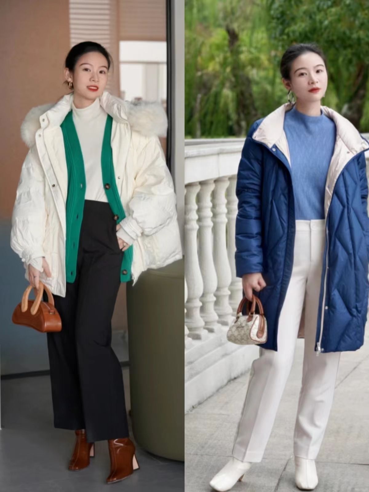 入冬了穿羽绒服,冬季高筒靴穿搭羽绒服