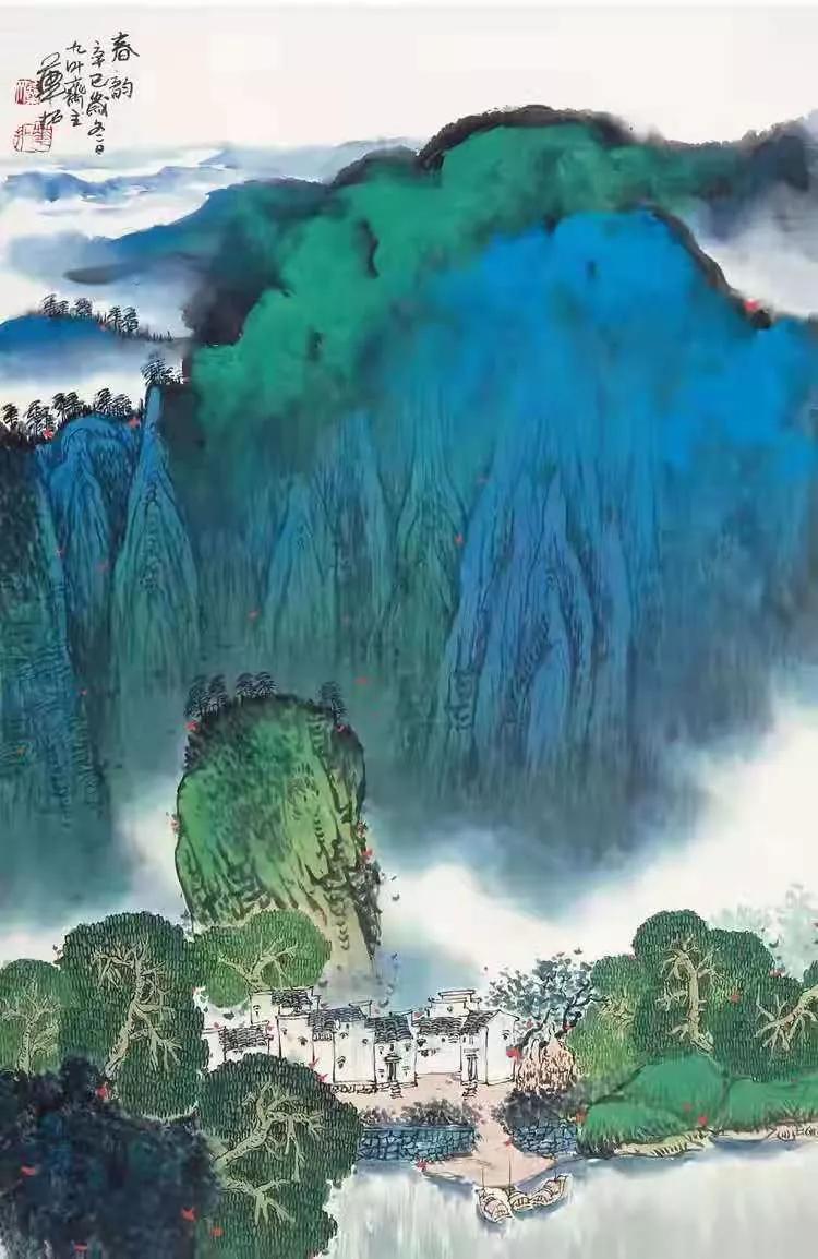 山水画四条屏当代中国画名家,现代名家秋景山水画作品欣赏