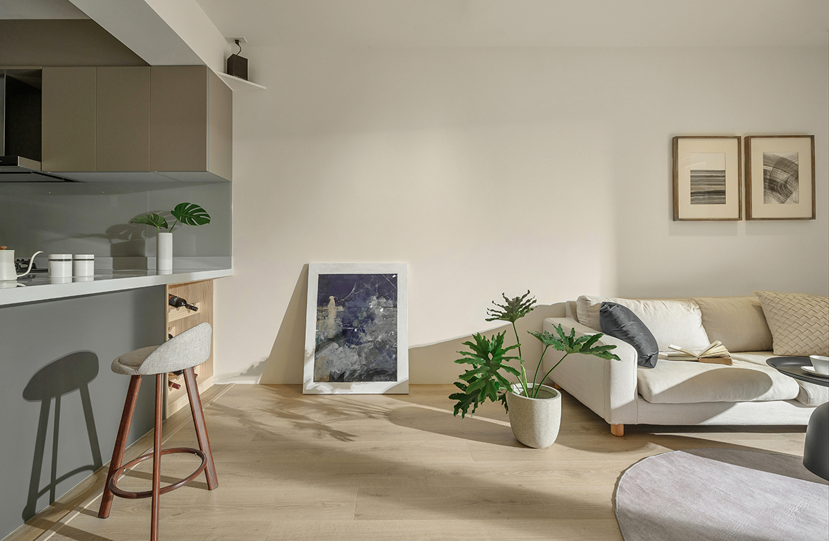 微水泥加原木装修效果小户型,微水泥设计风格小户型