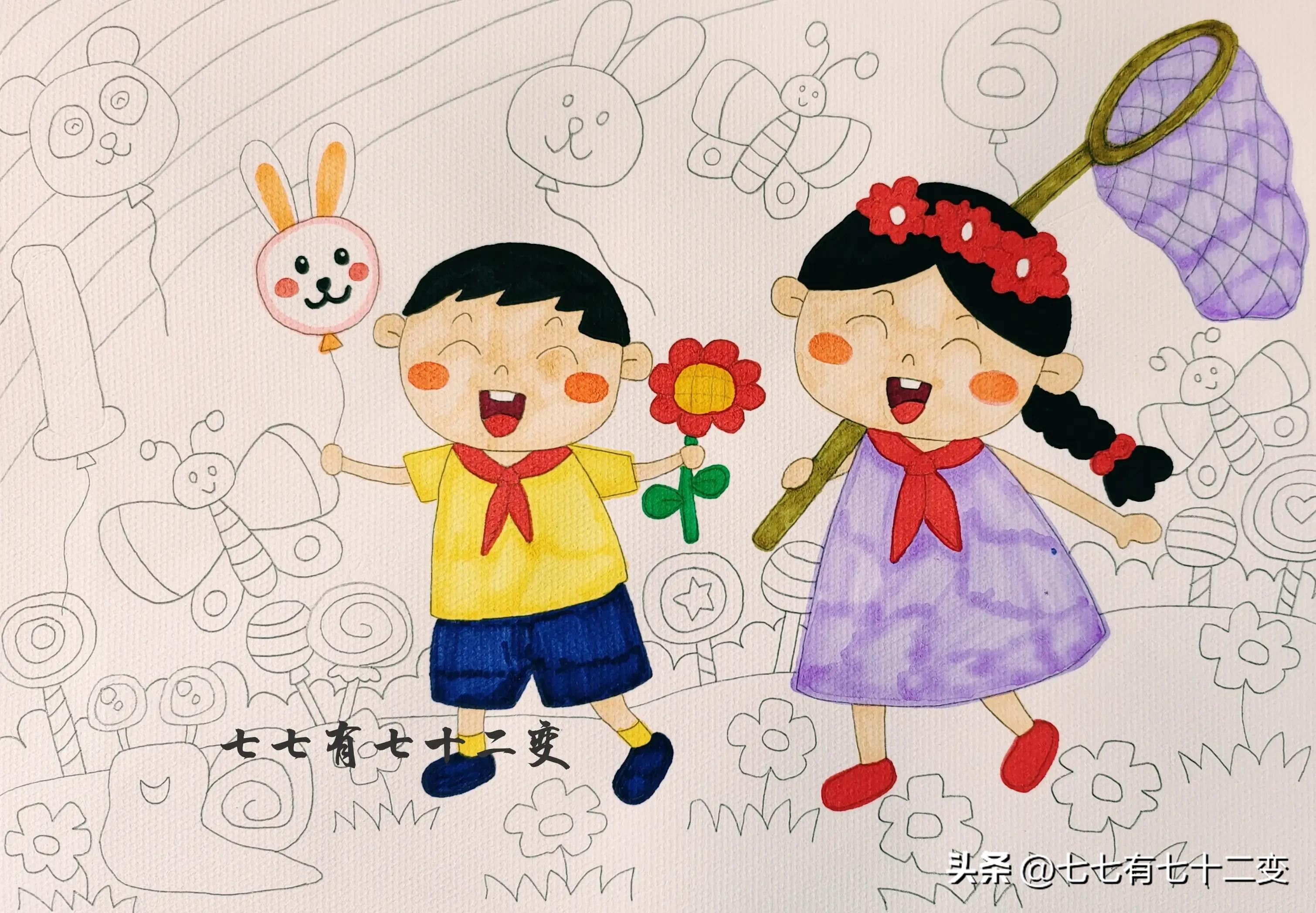 关于二年级六一儿童节简笔画,六一儿童节入场券设计简笔画