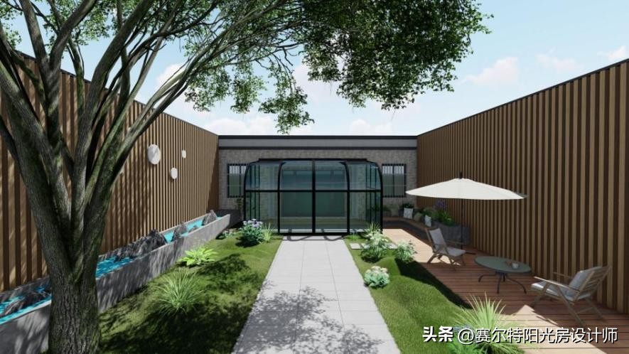 江苏南京露台阳光房效果图,别墅庭院移动式智能阳光房