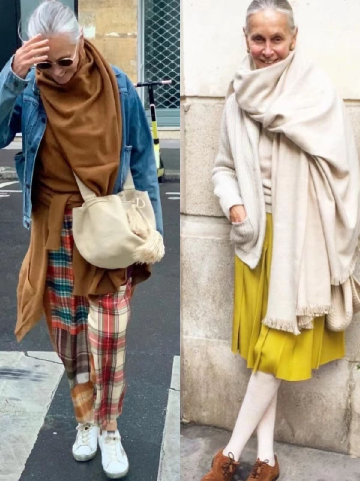 时尚奶奶告诉我们什么才是真的美,时尚百搭红色围巾