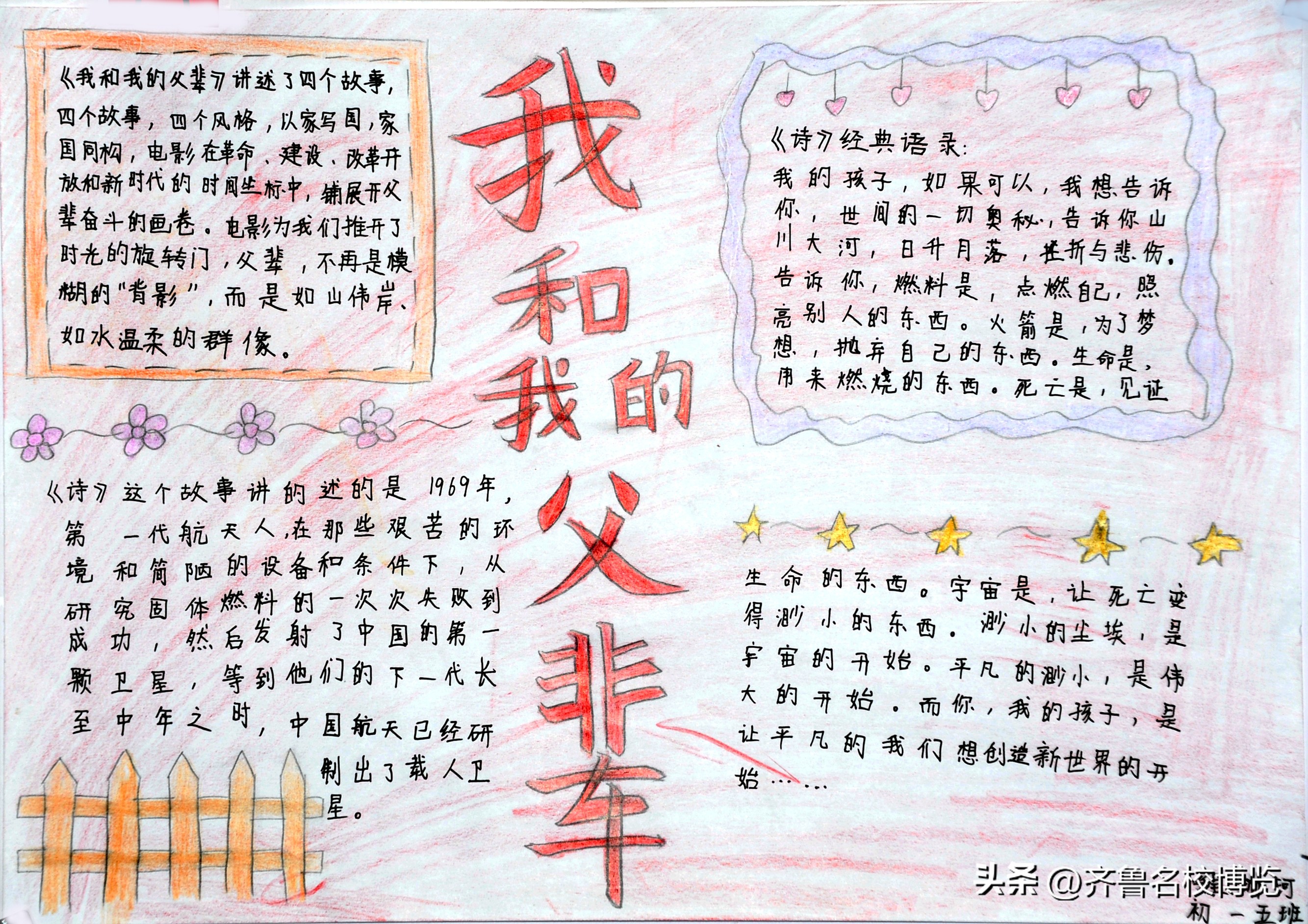 影领人生济南中学初一特色思政课《我和我的父辈》手抄报在线展览