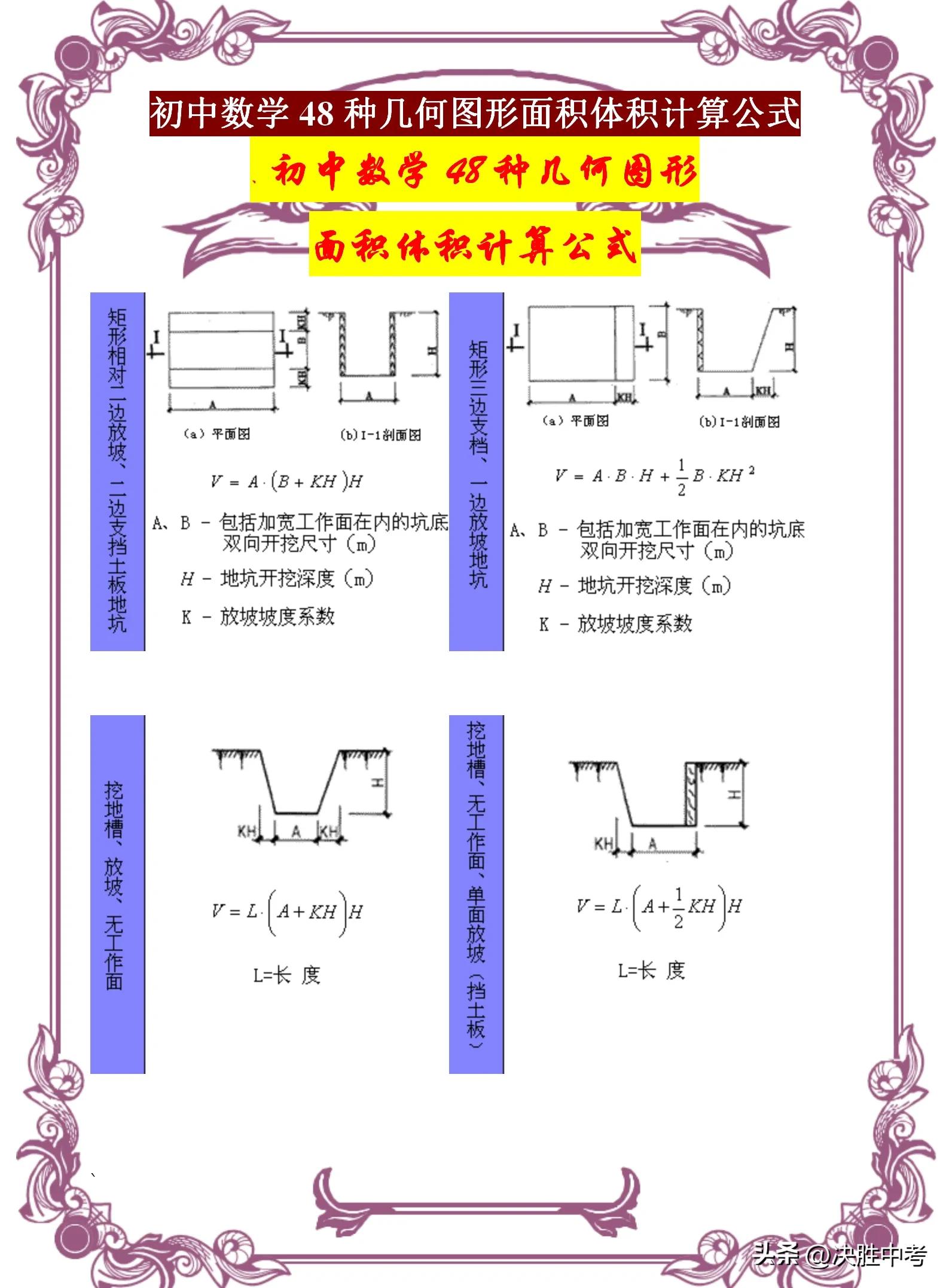几何面积体积公式大全,初中几何面积体积公式大全