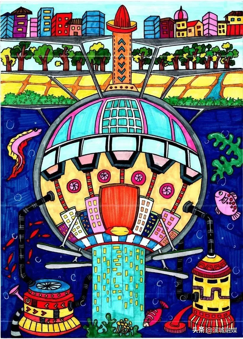 青少年科创大赛少儿绘画作品,少年科学幻想绘画大赛