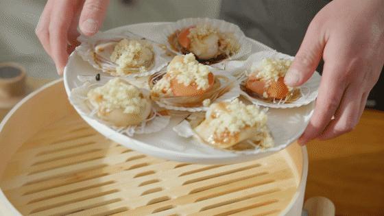 蒜蓉粉丝大虾蒸扇贝,蒜蓉粉丝蒸扇贝鲍鱼生蚝的做法