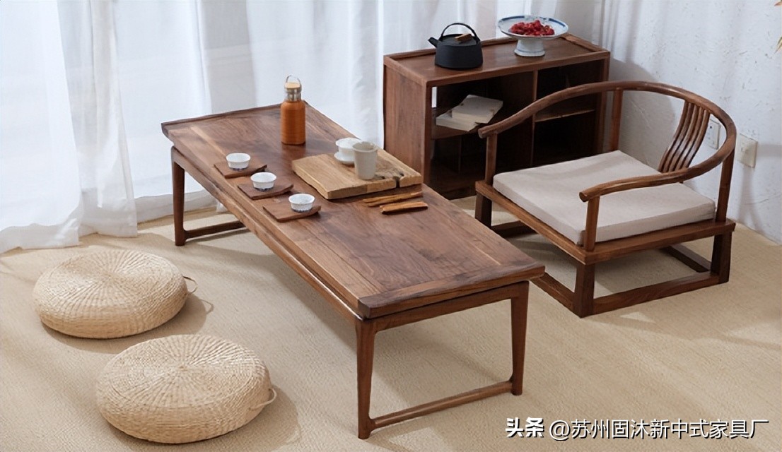 原木家具新中式空间,小户型全套原木家具风格