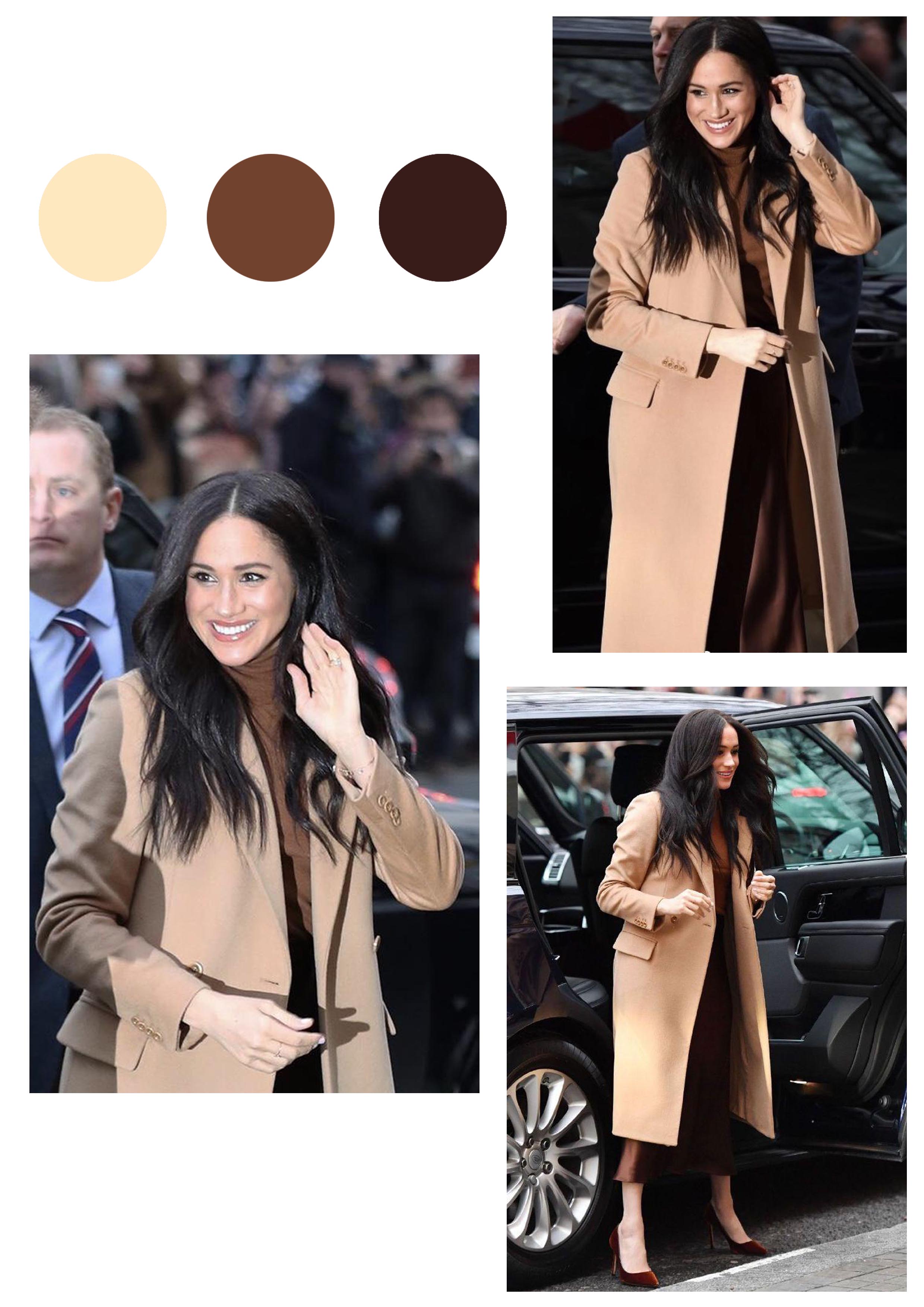 梅根深棕色连衣裙图片,梅根近期穿搭图片图文