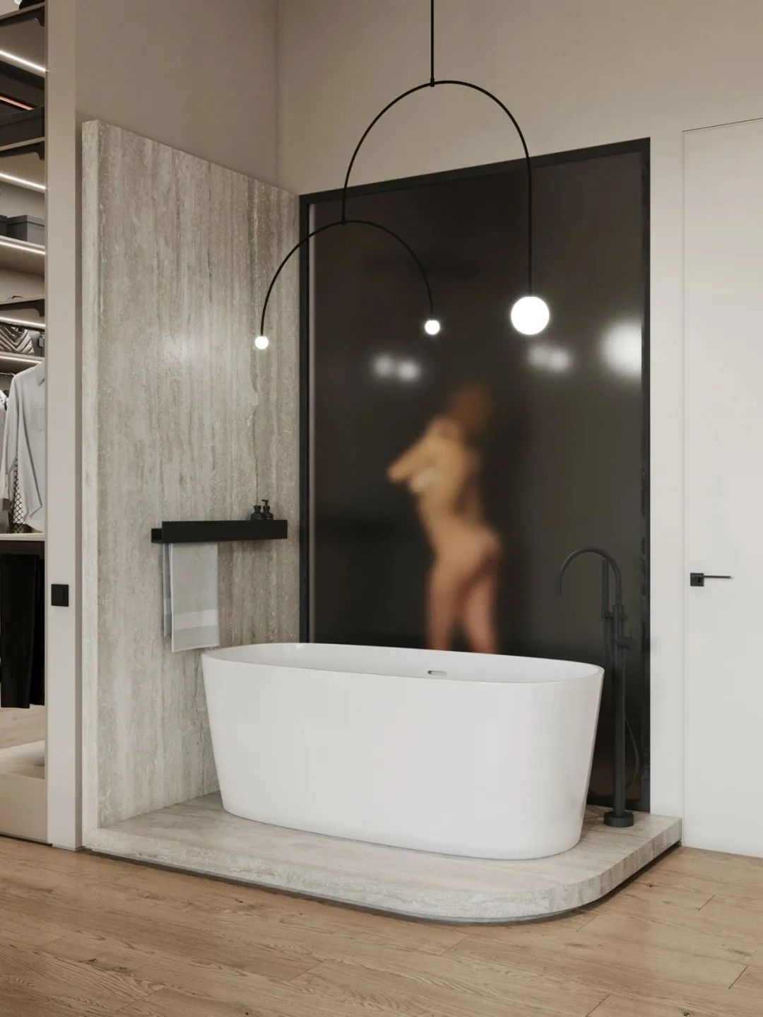 极简黑白灰搭配原木色,原木高级灰简约风