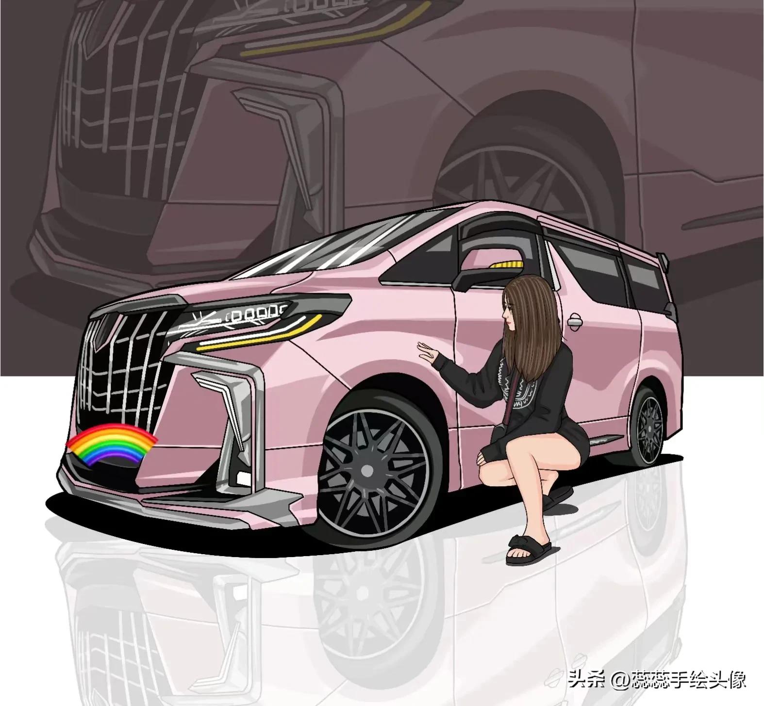制作自己和车的漫画头像,手绘汽车头像