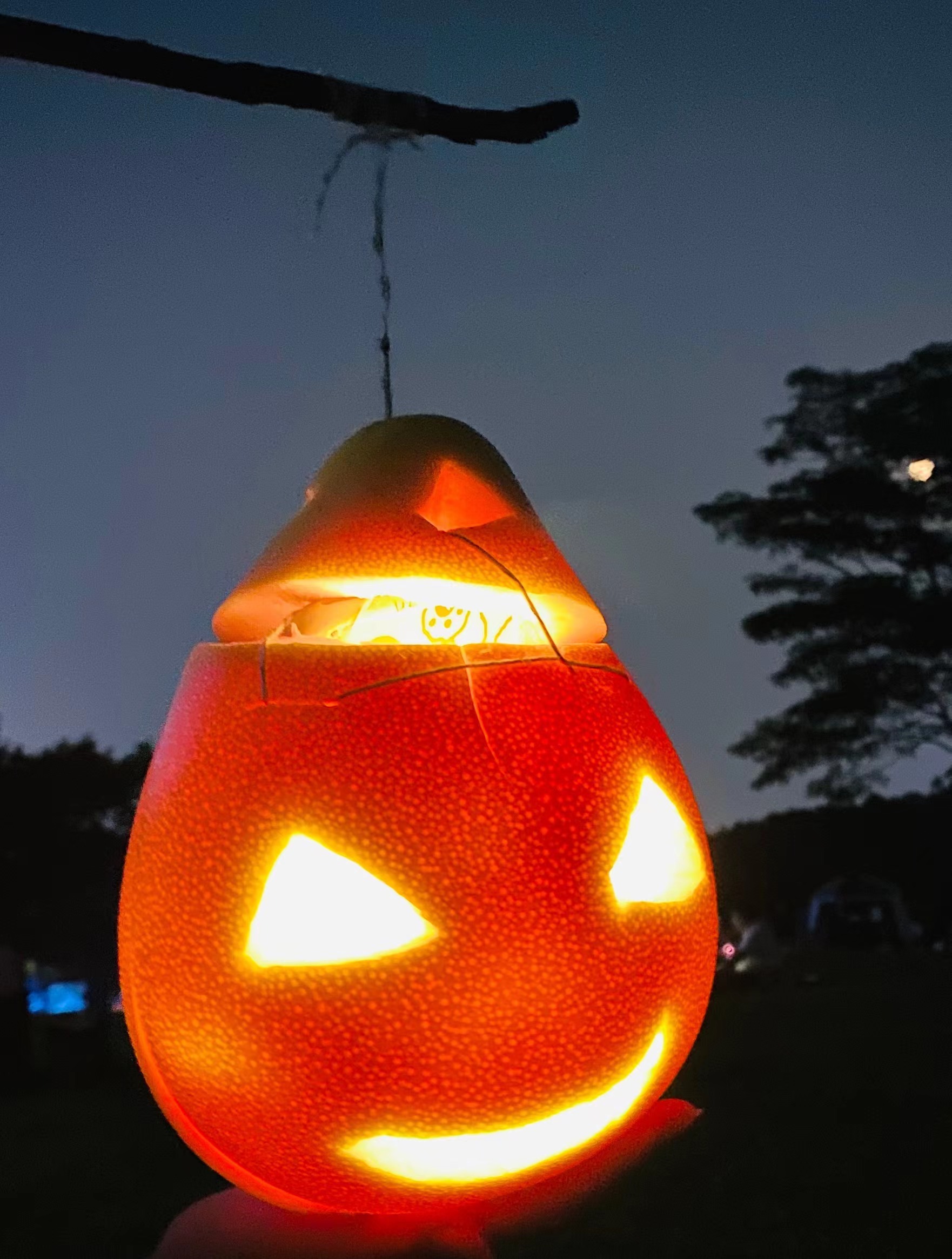 万圣节用柚子做灯笼的方法,柚子做的灯笼又好玩又好吃