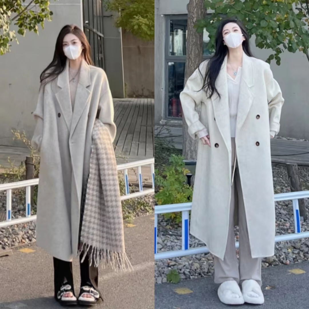 燕麦色大衣内搭什么颜色毛衣,燕麦色大衣高级穿搭图片