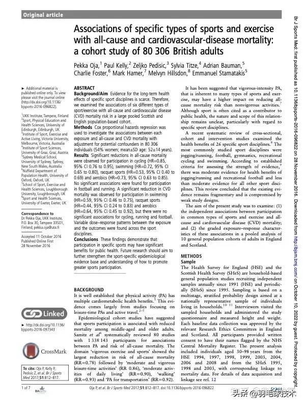 柳叶刀说挥拍是最佳运动,柳叶刀认为挥拍运动是最好的运动