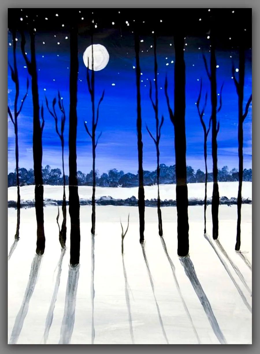 水粉画冬日初学简单雪人,冬日水粉画课件儿童6-12岁