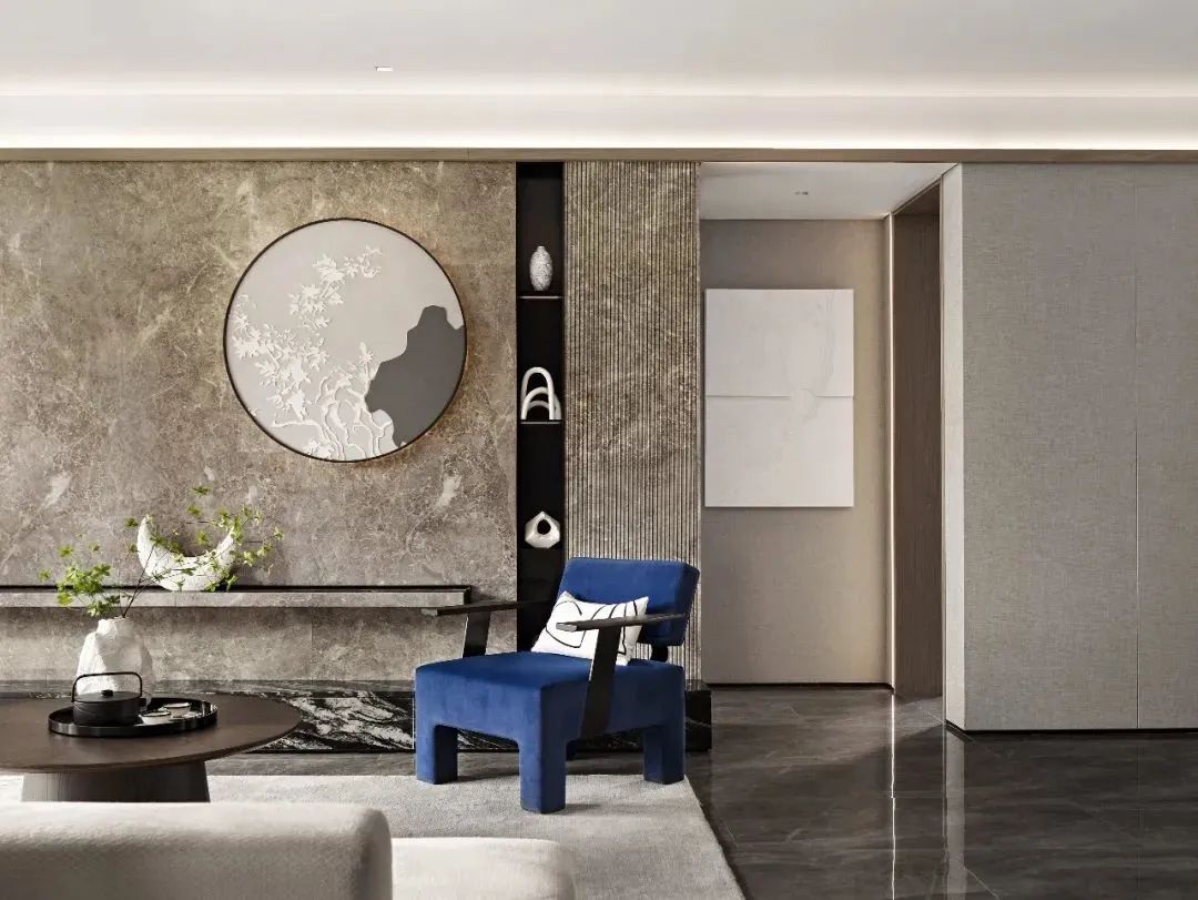 轻奢风电视背景墙大理石灰,新中式高级灰大理石电视背景墙