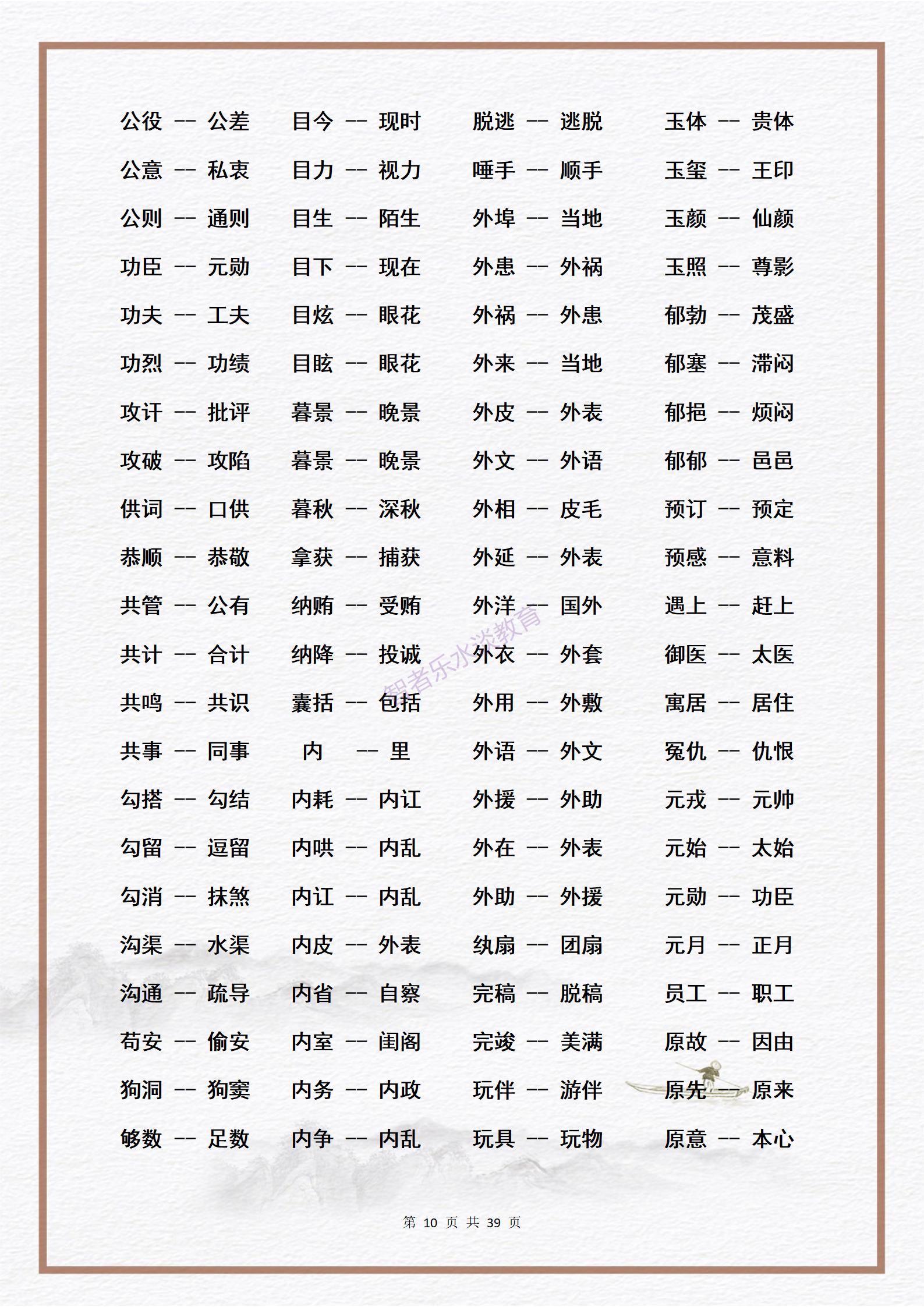 素材：中小学生必须熟练掌握的3000个《近义词》大合集