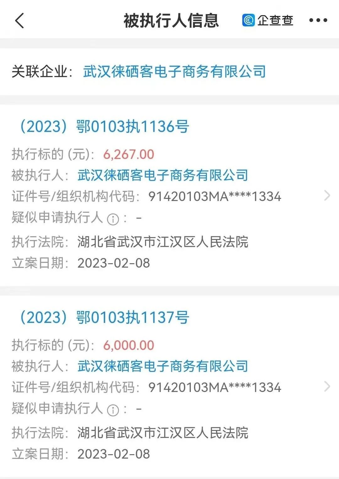 武汉徕硒客电子商务有限公司成被执行人,与其运作模式是否相关?
