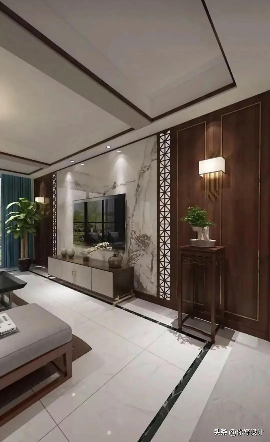 二十多款新中式现代背景墙,二十款木格栅电视背景墙分享