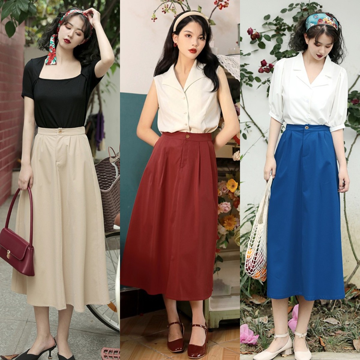最近火了一种裙子，叫：法式半身裙，优雅又显瘦，梨形身材也能穿
