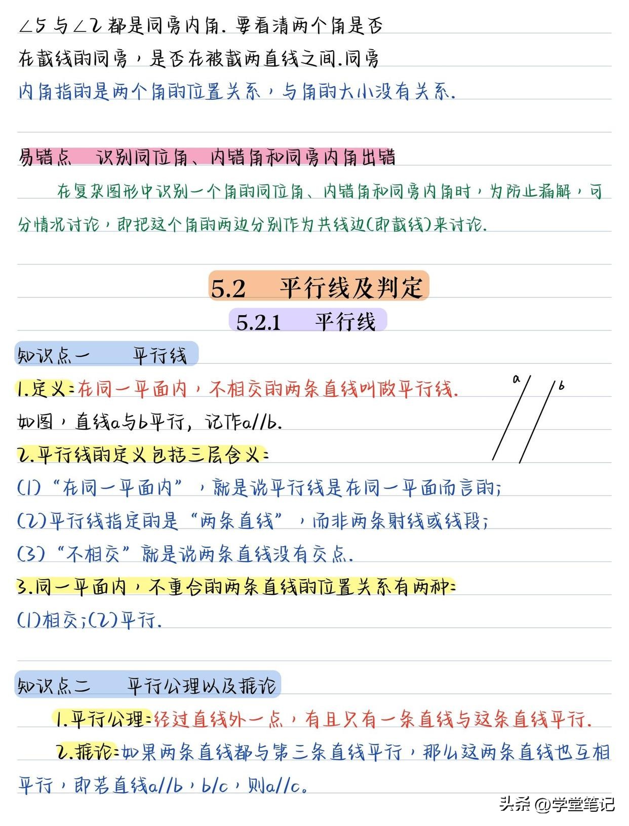 七年级下册数学必背知识重点归纳,七年级数学知识重点笔记