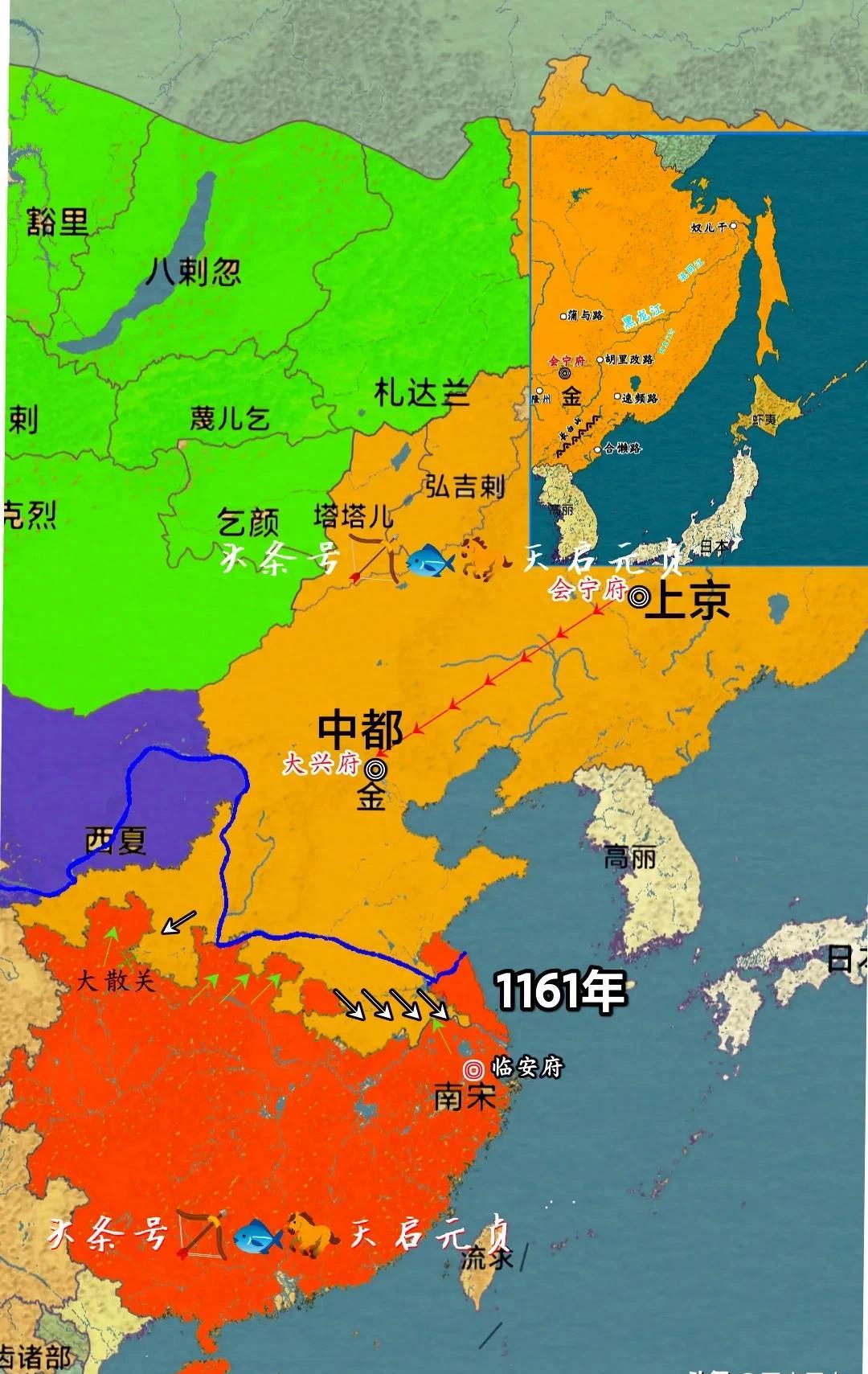宋朝巅峰版图vs金朝巅峰版图,鼎盛时期的金朝
