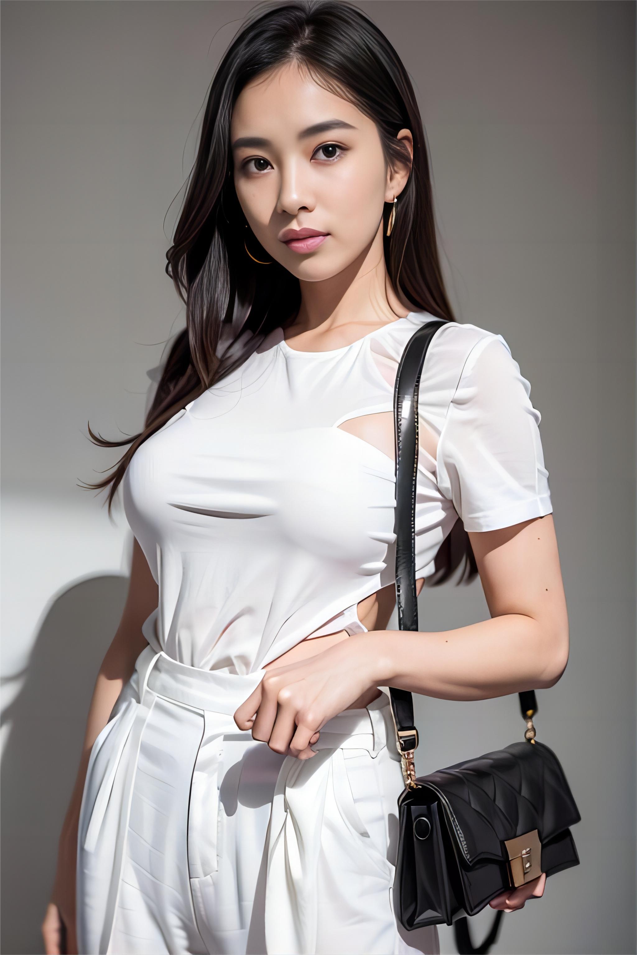 跟着AI学穿搭02T-shirt与裙裤与小皮包