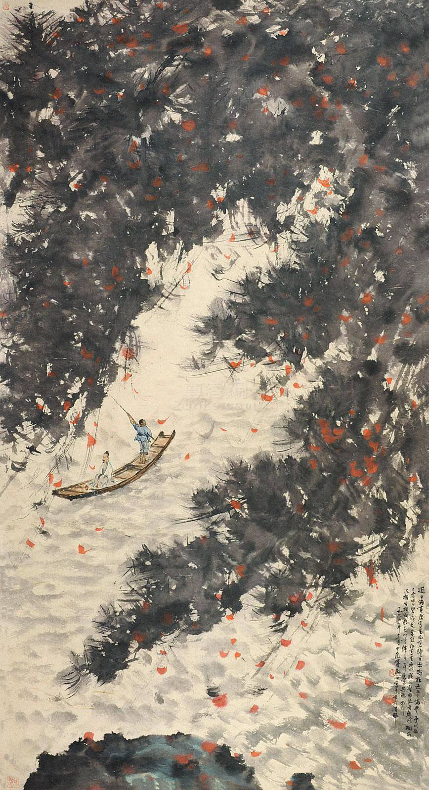 傅抱石山水临摹,傅抱石山水画流水图