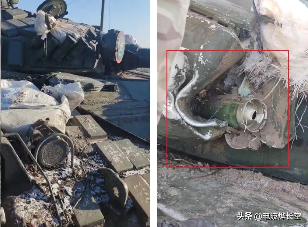 俄军坦克被摧毁炮塔炸飞,俄军坦克被击中救队友