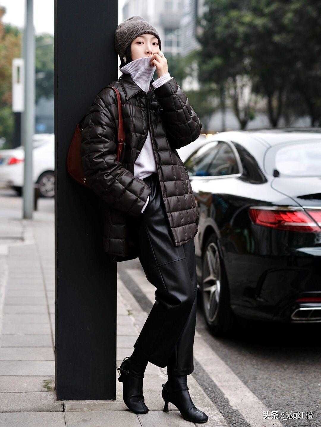 羊剖层皮革羽绒服短款,女款皮革粉色中长款加厚羽绒服