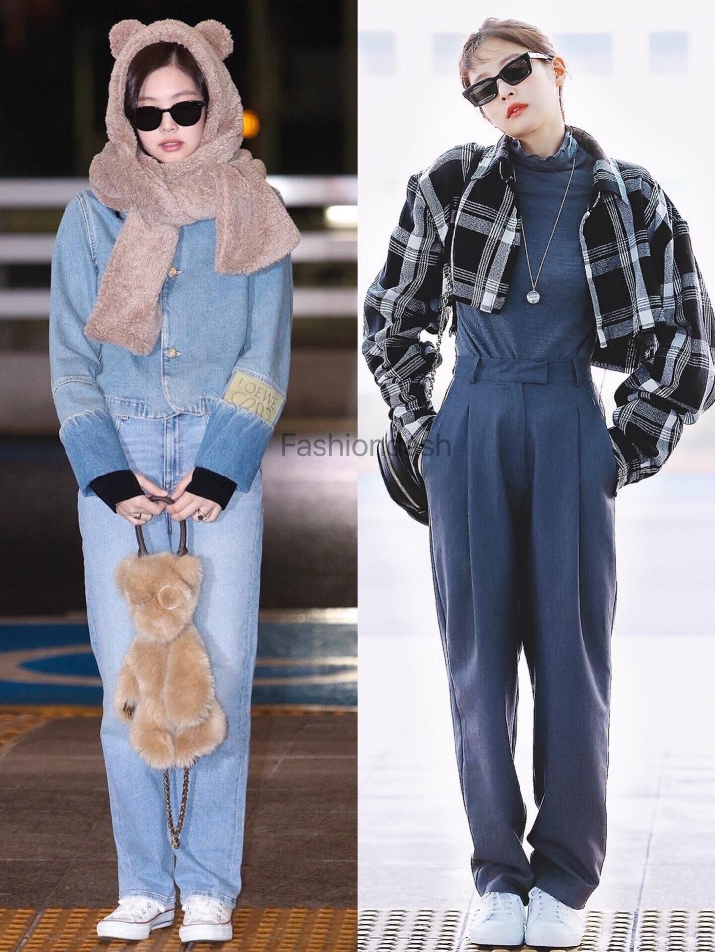 jennie最喜欢的服饰,jennie机场格子上衣