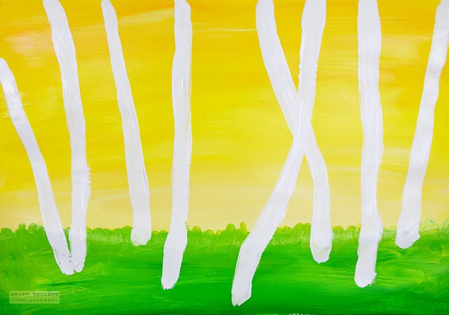 好看的森林儿童水粉画,水粉画教程儿童风景