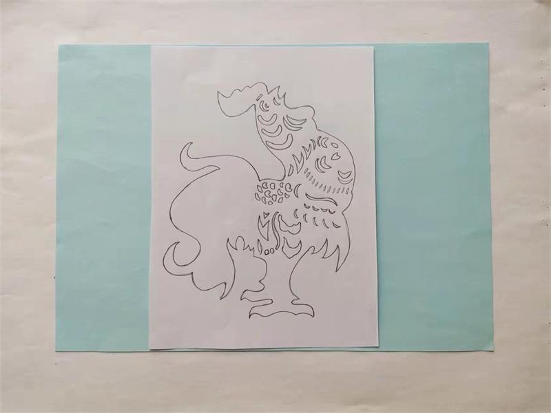 雄鸡的剪纸图解,雄鸡剪纸图