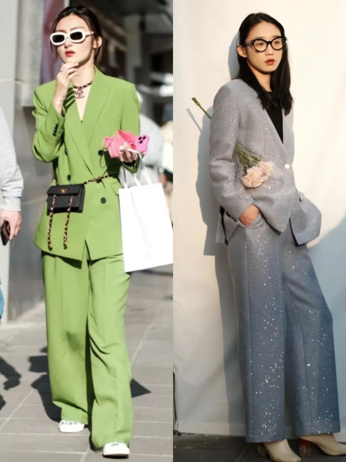 被上海春日街拍美到了，飘逸长发+气质打扮，个个都是时尚女神