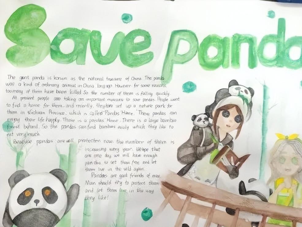 保护动物手抄报英语一等奖五年级,英语保护动物倡议手抄报